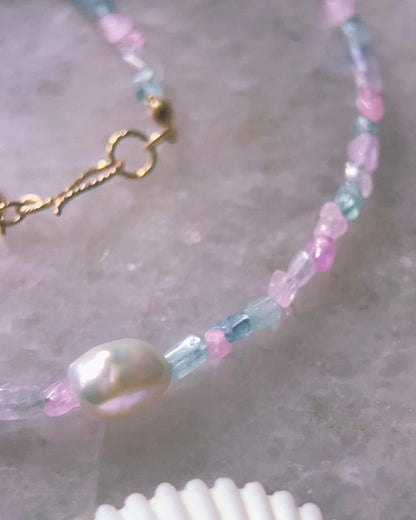 Ocean Pebbles Necklace ⋄ Ice Cream Tourmaline & Pearl