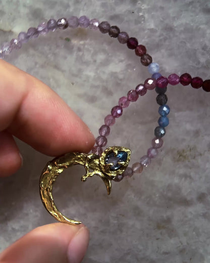 Moon Garden Mist Amulet ⋄ Blue Sapphire & Shaded Spinel