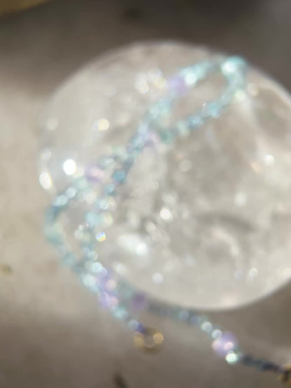 Dewdrops Anklet ⋄ Lavender Moon Quartz & Aquamarine