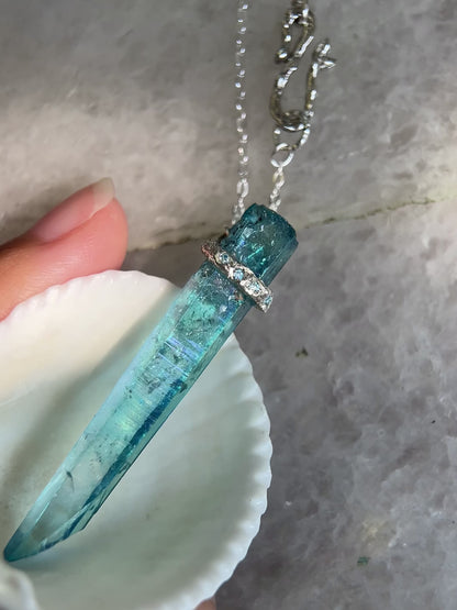 Healing Crystal Pendant ⋄ Aqua Aura Quartz