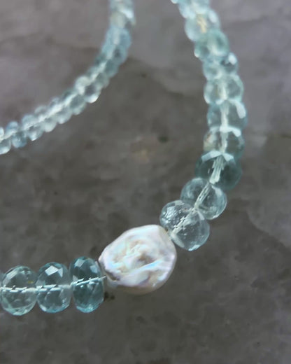 Water Nymph Necklace ⋄ Aquamarine & Pearl