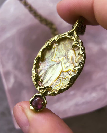 Goddess Aphrodite Amulet ⋄ Mother of Pearl & Pink Tourmaline