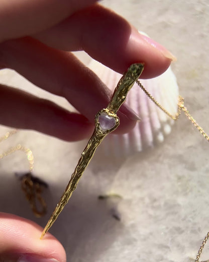 Mermaid’s Dagger Pendant ⋄ Lavender Moon Quartz ⋄ Gold Vermeil