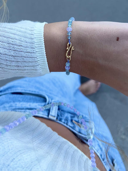 Dewdrops Bracelet ⋄ Lavender Moon Quartz & Aquamarine