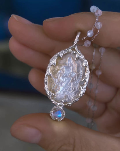 Moon Goddess Amulet ⋄ Mother of Pearl & Moonstone