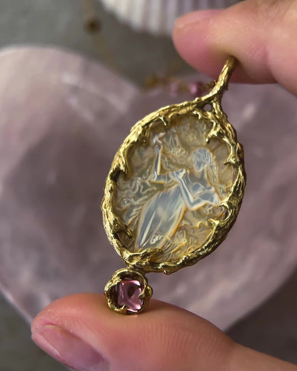 Goddess Aphrodite Amulet ⋄ Mother of Pearl & Pink Tourmaline