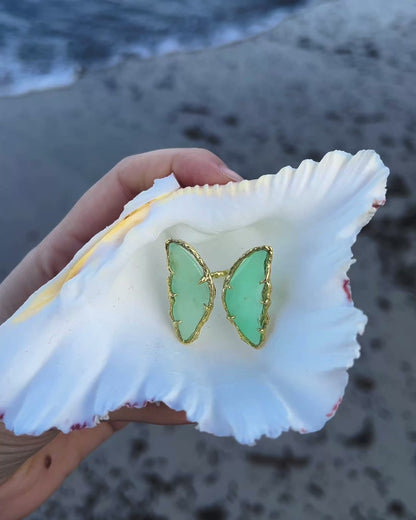 Peppermint Garden Butterfly Ring ⋄ Chrysoprase ⋄ Gold Vermeil