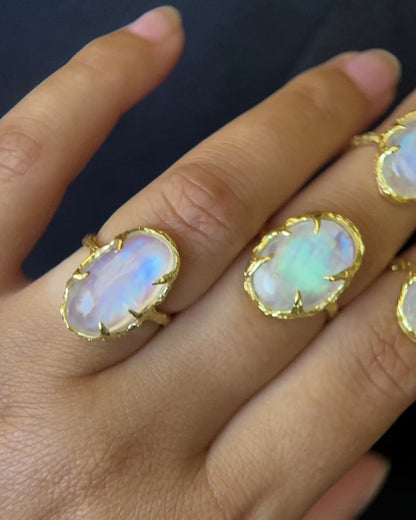 Oracle Ring ⋄  Rainbow Moonstone ⋄ Pick a Size ⋄ Gold Vermeil