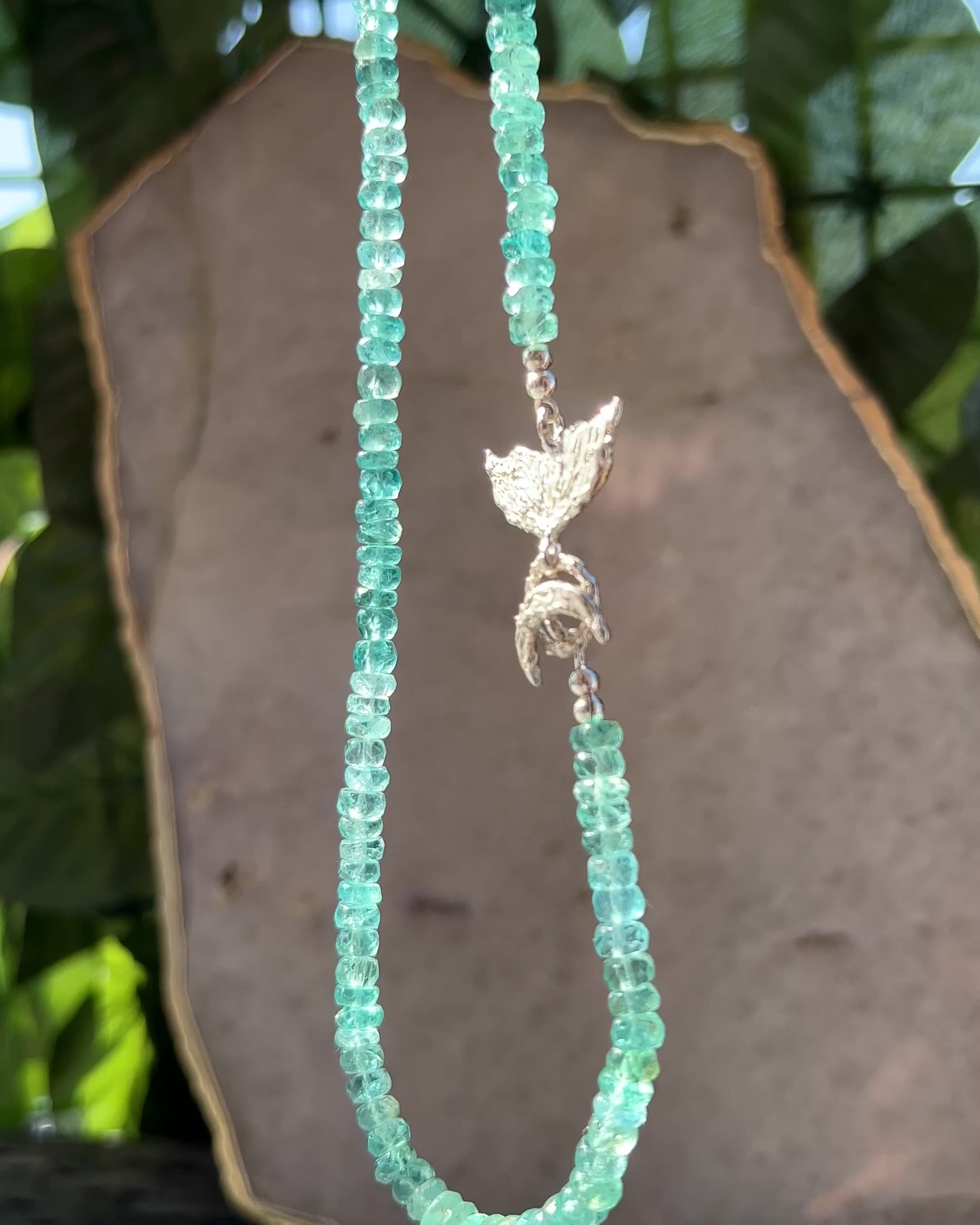 Silver Mermaid Clasp Bead Necklace ⋄ Shaded Apatite