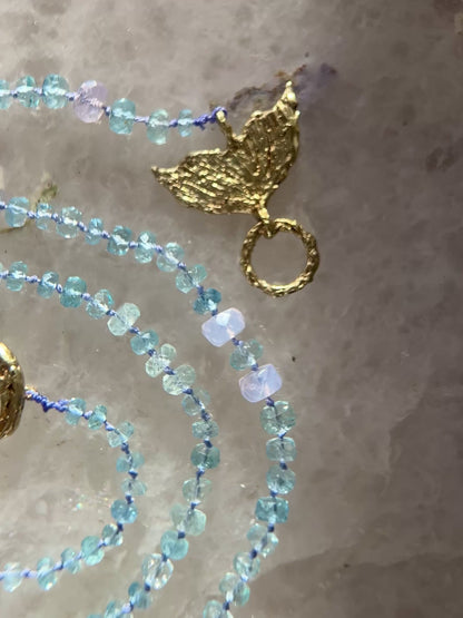 Dewdrops Lariat Necklace ⋄ Lavender Moon Quartz & Aquamarine