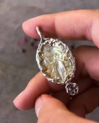 Goddess Aphrodite Amulet ⋄ Mother of Pearl & Pink Tourmaline