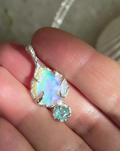 Unicorn Tear Necklace ⋄ Australian Opal & Paraíba Tourmaline