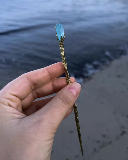 La Sirène Crystal Hair Pins ⋄ Aquamarine, Lavender Moon Quartz, MOP