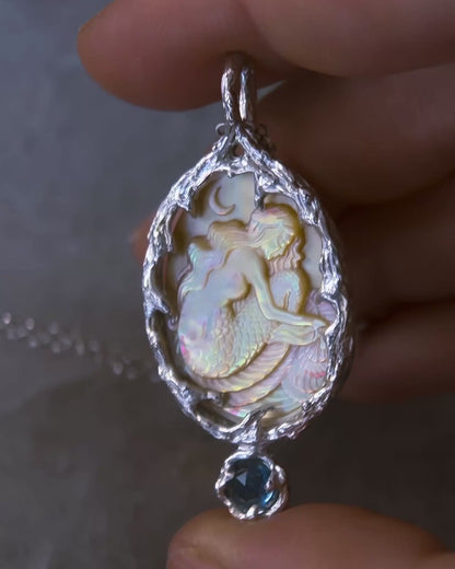 Mermaid Amulet ⋄ Mother of Pearl & Aquamarine