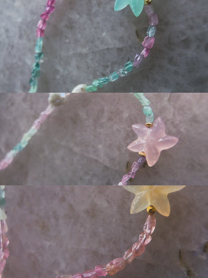 Ocean Pebbles Sea Star Necklace ⋄ Tourmaline, Chalcedony & Pearl