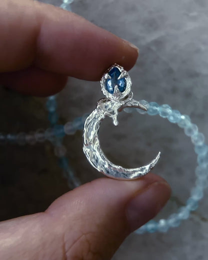 Dusk Moon Amulet ⋄ Blue Sapphire & Aquamarine