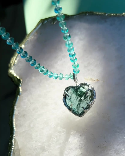 Siren’s Heart Amulet ⋄ Indicolite Tourmaline & Sea Apatite