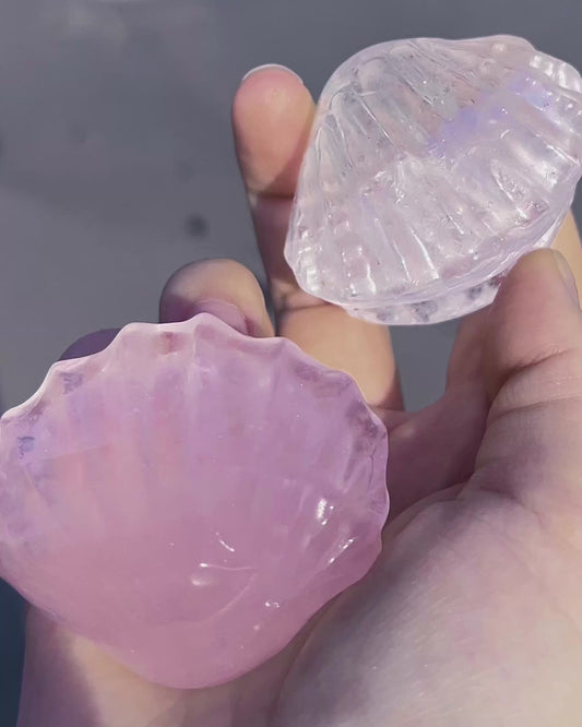 Crystal Seashell Ring Holder ⋄ Rose Quartz ⋄ Fluorite ⋄ Clear Quartz