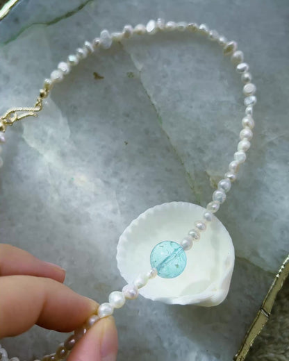 Daughter of the Sea necklace ⋄ Blue Topaz & Pearl