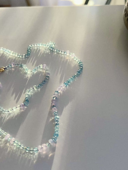 Dewdrops Lariat Necklace ⋄ Lavender Moon Quartz & Aquamarine