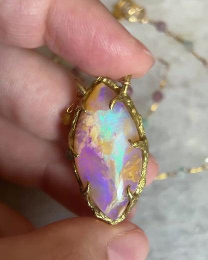 Honey Nectar Dewdrops Necklace ⋄ Australian Opal & Tourmaline
