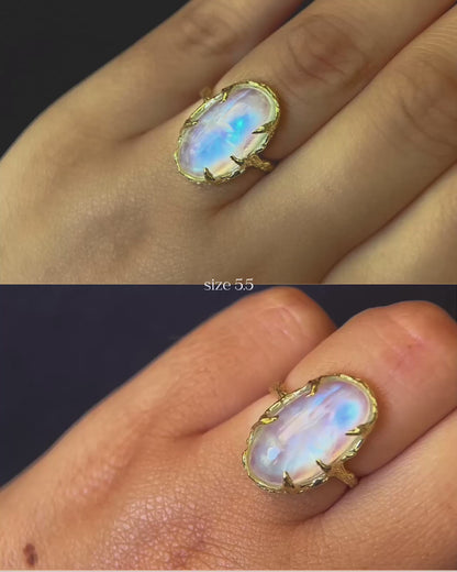Oracle Ring ⋄  Rainbow Moonstone ⋄ Pick a Size ⋄ Gold Vermeil