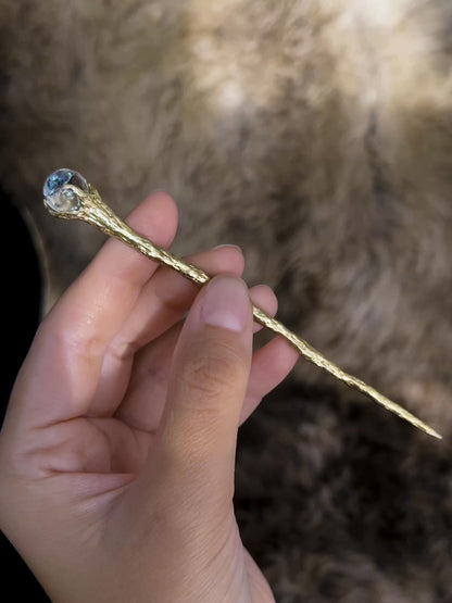 Crystal Ball Hair Pin ⋄ Clear Rainbow Quartz