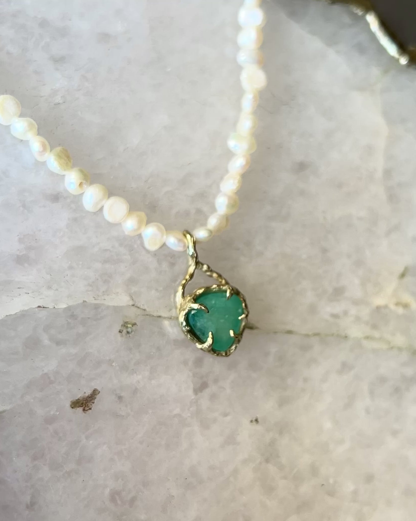 Siren’s Heart Amulet ⋄ Emerald & Pearl