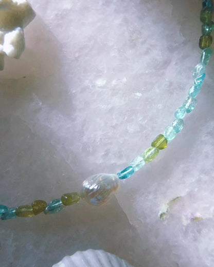 Ocean Pebbles Necklace ⋄ Blue Green Tourmaline & Pearl