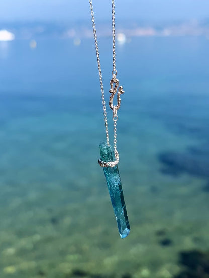 Healing Crystal Pendant ⋄ Aqua Aura Quartz