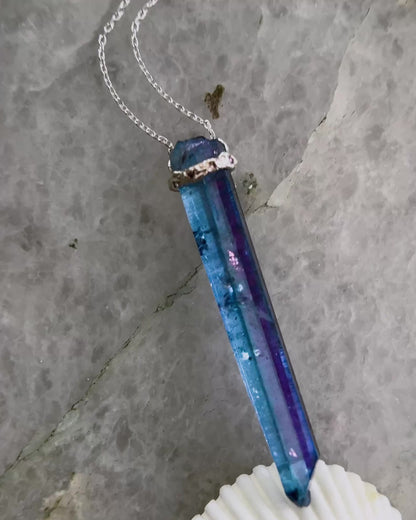 Healing Crystal Pendant ⋄ Indigo Aura Quartz