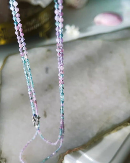 Dewdrops Long Layer Necklace ⋄ Pink & Blue Tourmaline