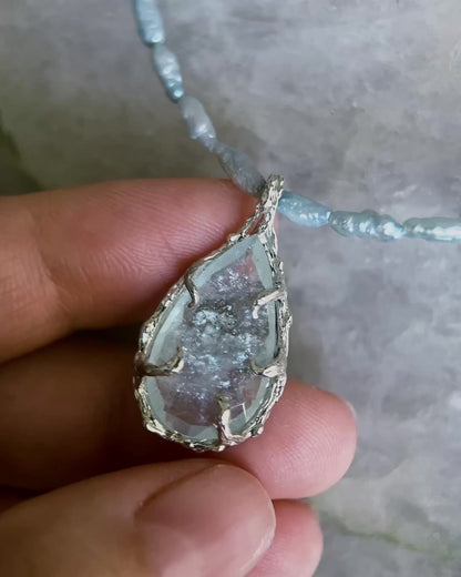 Siren’s Tear Amulet ⋄ Shimmer Aquamarine & Blue Pearls