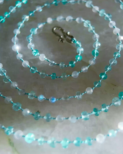 Dewdrops Long Layer Necklace ⋄ Apatite, Aquamarine, Labradorite