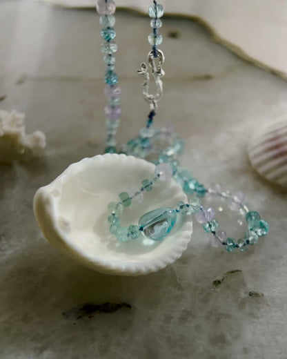 Dewdrops Necklace ⋄ Lavender Moon Quartz, Aquamarine & Topaz