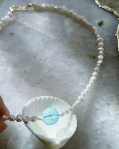 Daughter of the Sea necklace ⋄ Blue Topaz & Pearl