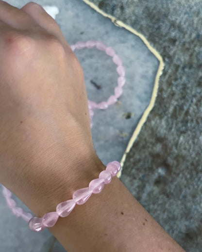 Rosewater Dewdrops Bracelet ⋄ Rose Quartz