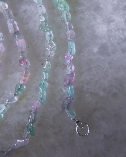 Lilac Storm Ocean Pebbles Long Necklace ⋄ Lilac / Aqua Tourmaline