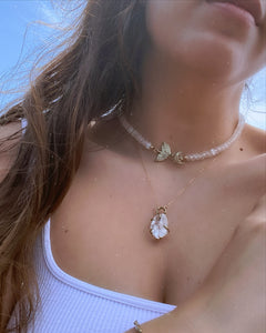 Mermaid Clasp Bead Necklace ⋄ Selenite